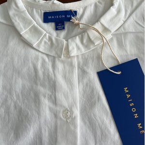 Maison Me White Ruffle Collar Top